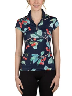 Kastel Denmark Navy Cherry Shirt Cap Sleeve