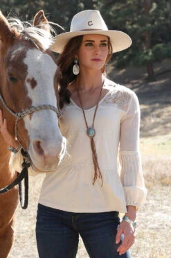 Cruel Denim Crochet Detail Top