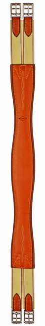 Edgewood Fancy Stitch Leather Overlay Girth With Double End Elastic - Image 3