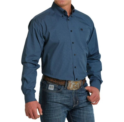 Men's Cinch Blue Geo Print Shirt Long Sleeve