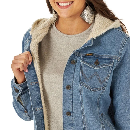 Wrangler Women's Denim Sherpa Hooded Jacket - Image 2