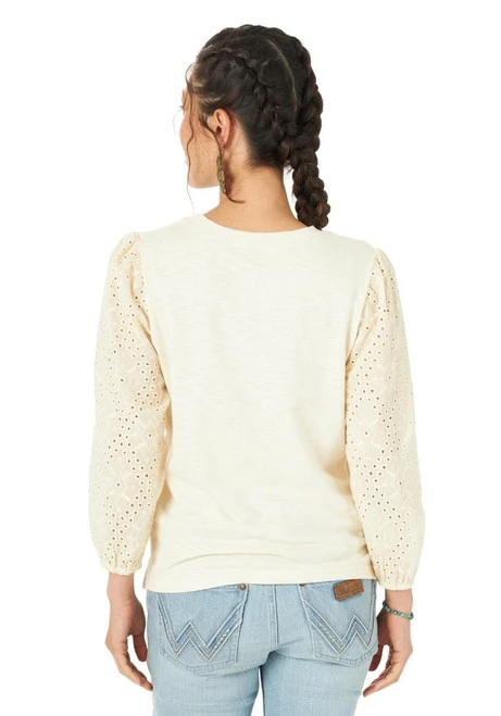 Wrangler Eyelet Poet Sleeve Top - Image 2