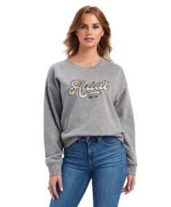 Ariat REAL Metallic Varsity Logo Crop Sweatshirt