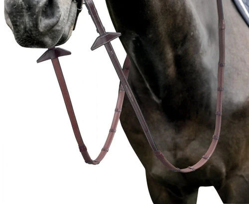 Prestige Fancy Stitch Rubber Reins With Stops 3/4"