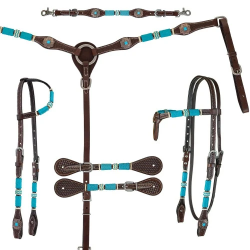 Circle Y Turquoise Round Up One Ear Headstall