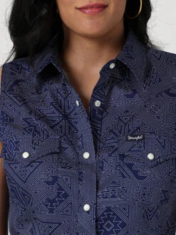 Wrangler Western Print Snap Shirt Sleeveless